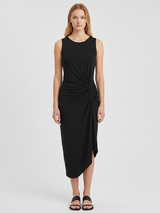 Express Dresses & Skirts - EXPRESS black asymmetrical fitted sheath knit dress size M